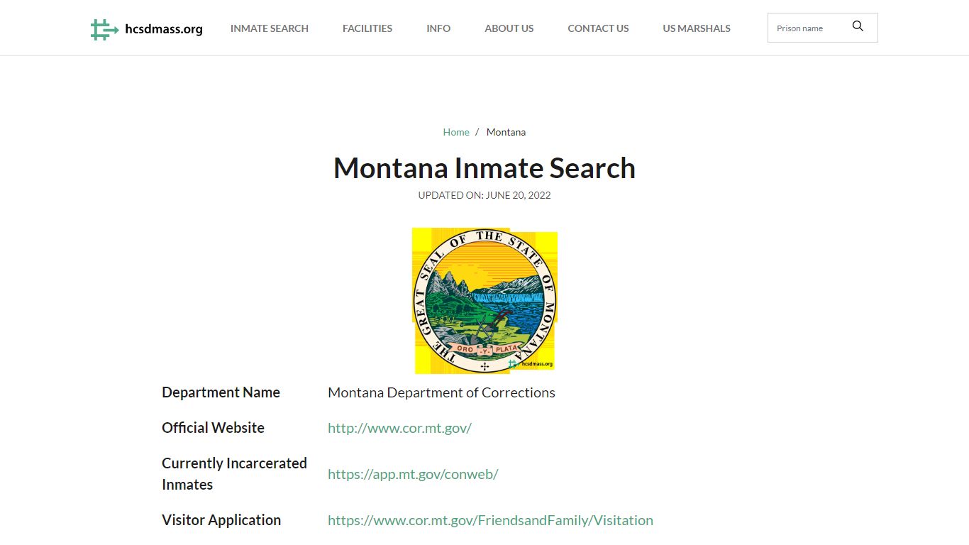 Montana Inmate Search – Montana Department of Corrections ...